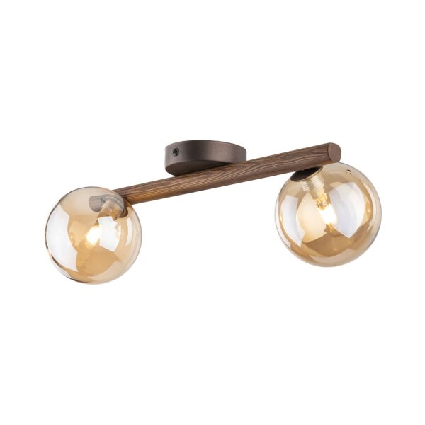 Deckenleuchte Holz Braun G9 42 cm stilvoll Glas modern