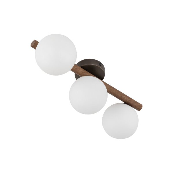 Deckenleuchte Holz Weiß G9 47 cm skandinavisch Glas