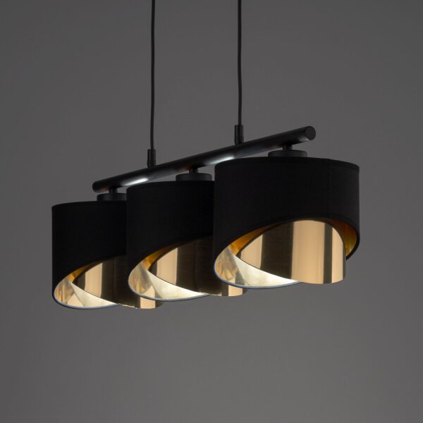 Pendelleuchte Schwarz modern 70 cm Metall E27 3-flammig