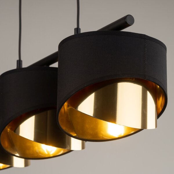 Pendelleuchte Schwarz modern 70 cm Metall E27 3-flammig