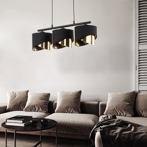 Pendelleuchte Schwarz modern 70 cm Metall E27 3-flammig
