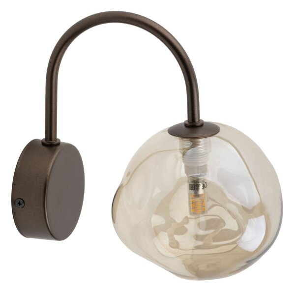 Wandleuchte Metall Braun B:15 cm G9 Glas Cognac