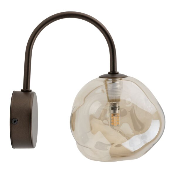 Wandleuchte Metall Braun B:15 cm G9 Glas Cognac