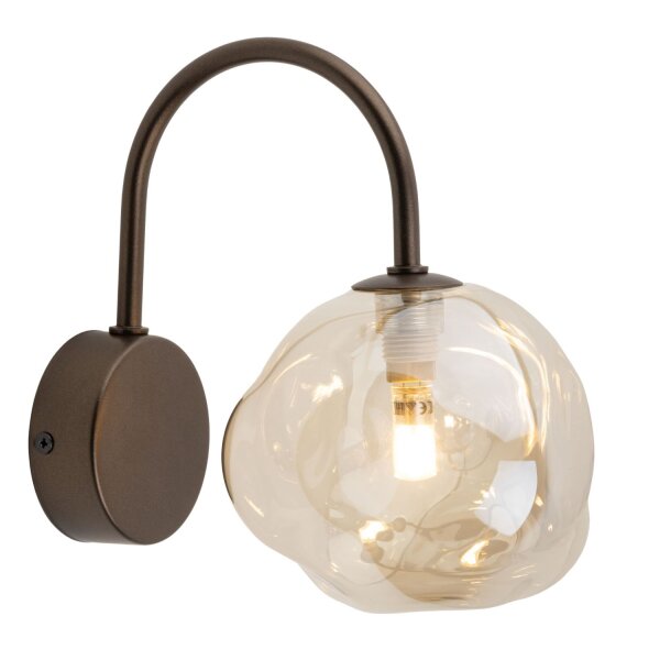 Wandleuchte Metall Braun B:15 cm G9 Glas Cognac