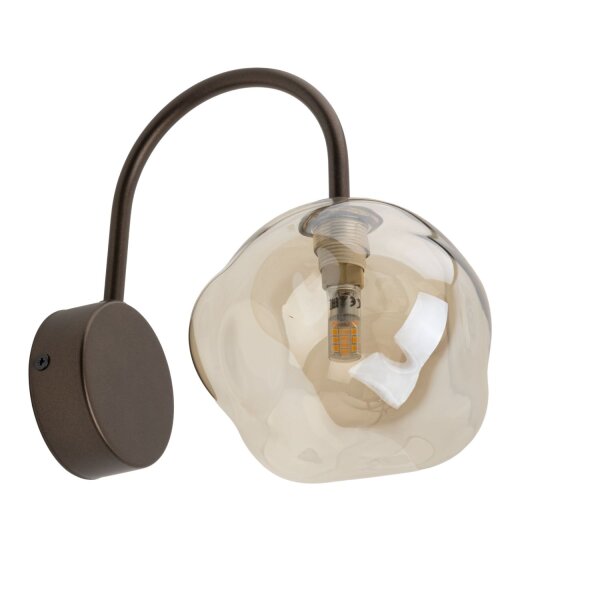 Wandleuchte Metall Braun B:15 cm G9 Glas Cognac
