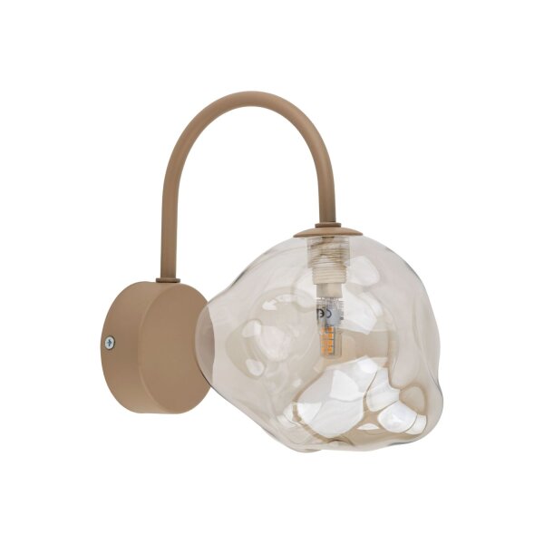 Wandleuchte Metall Beige G9 B:15 cm Glas Cognac