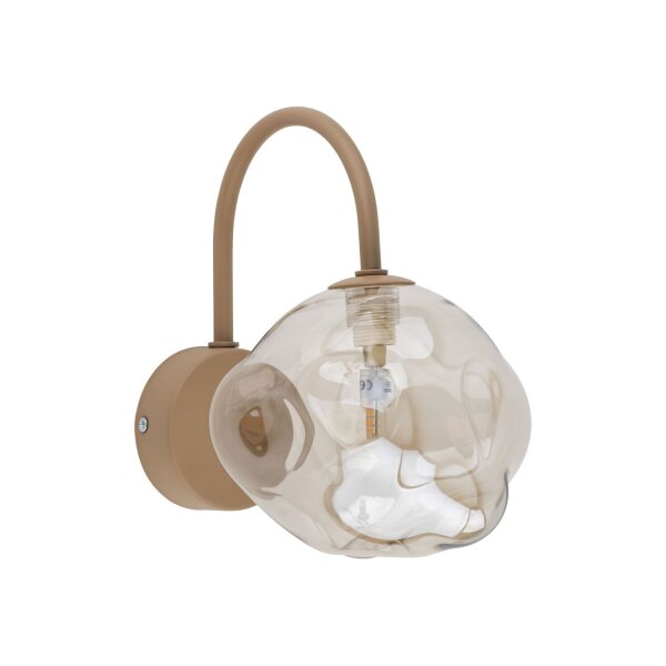 Wandleuchte Metall Beige G9 B:15 cm Glas Cognac