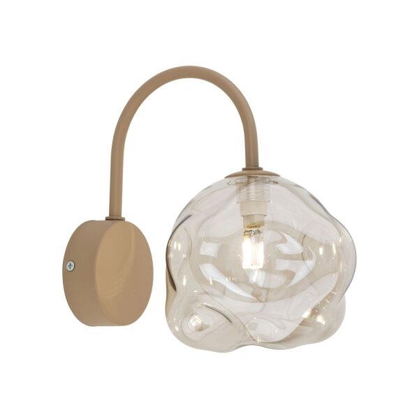 Wandleuchte Metall Beige G9 B:15 cm Glas Cognac