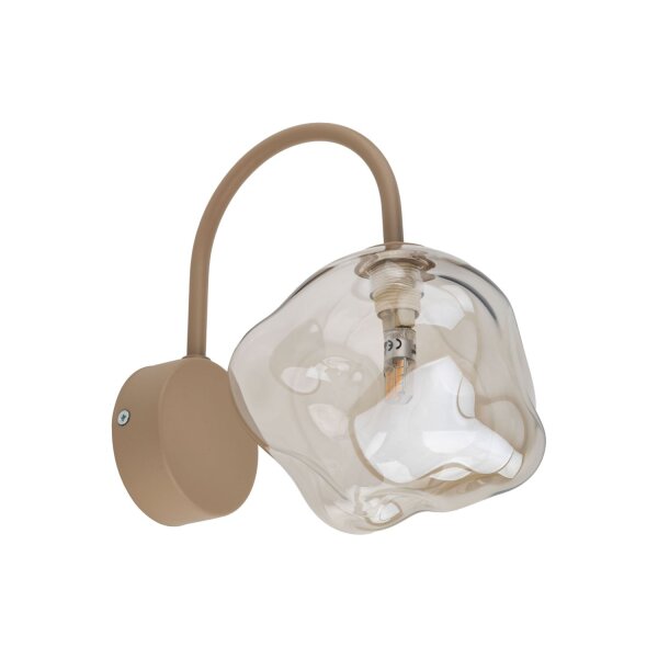 Wandleuchte Metall Beige G9 B:15 cm Glas Cognac