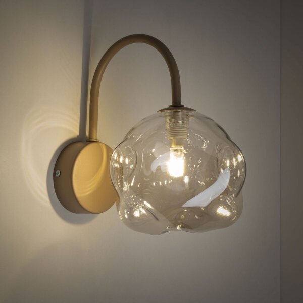 Wandleuchte Metall Beige G9 B:15 cm Glas Cognac