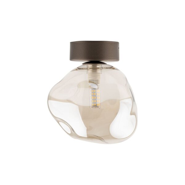 Deckenleuchte Braun modern 17 cm Metall G9 Cognac Glas