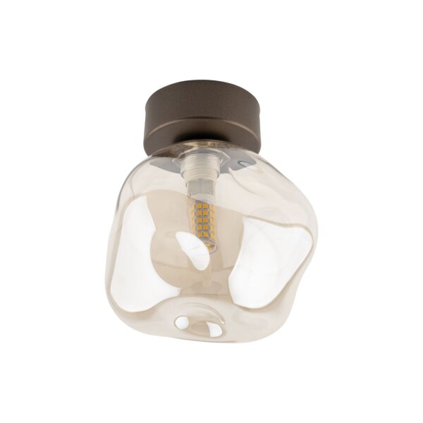Deckenleuchte Braun modern 17 cm Metall G9 Cognac Glas