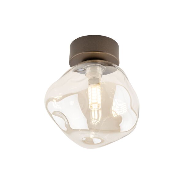 Deckenleuchte Braun modern 17 cm Metall G9 Cognac Glas