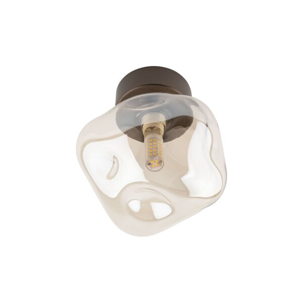 Deckenleuchte Braun modern 17 cm Metall G9 Cognac Glas