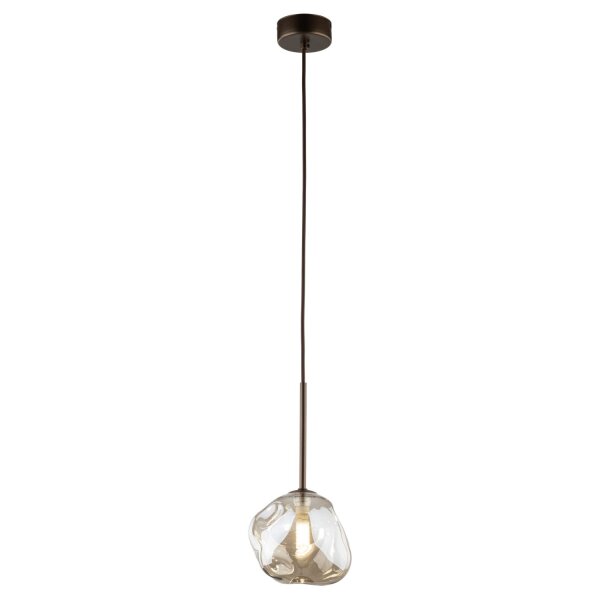 Pendelleuchte Braun Metall B:15 cm G9 Glas in Cognac