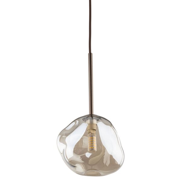 Pendelleuchte Braun Metall B:15 cm G9 Glas in Cognac