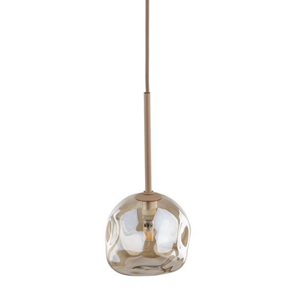 Pendelleuchte Beige Cognac Metall Glas B:15 cm G9