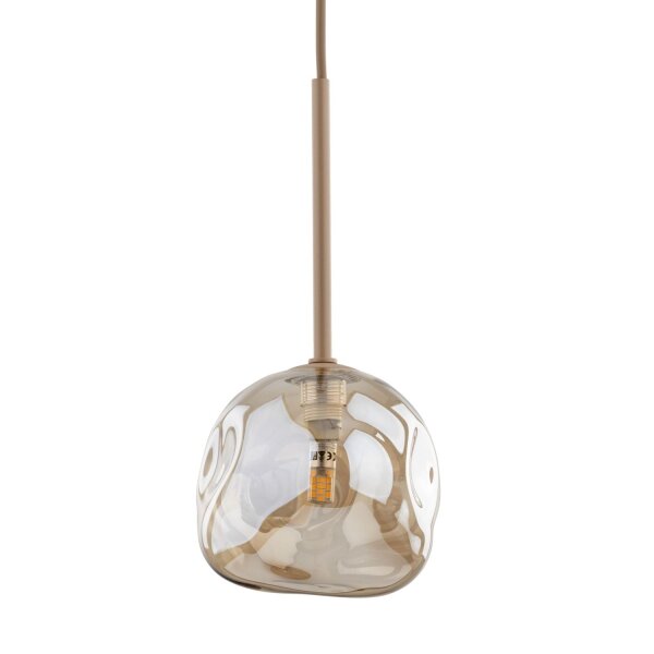 Pendelleuchte Beige Cognac Metall Glas B:15 cm G9