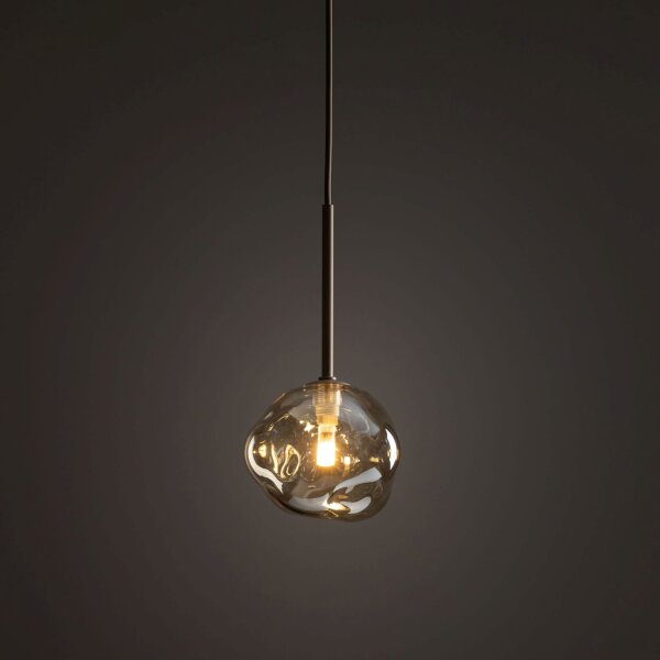 Pendelleuchte Beige Cognac Metall Glas B:15 cm G9