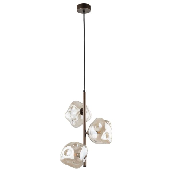 Pendelleuchte Glas Metall B:29 cm G9 in Cognac Braun