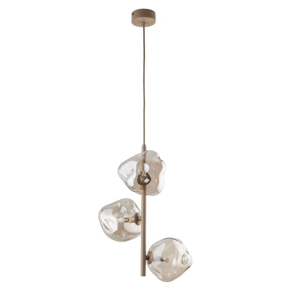 Pendelleuchte Glas Metall Cognac Beige G9 B:29 cm
