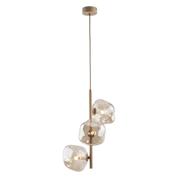 Pendelleuchte Glas Metall Cognac Beige G9 B:29 cm