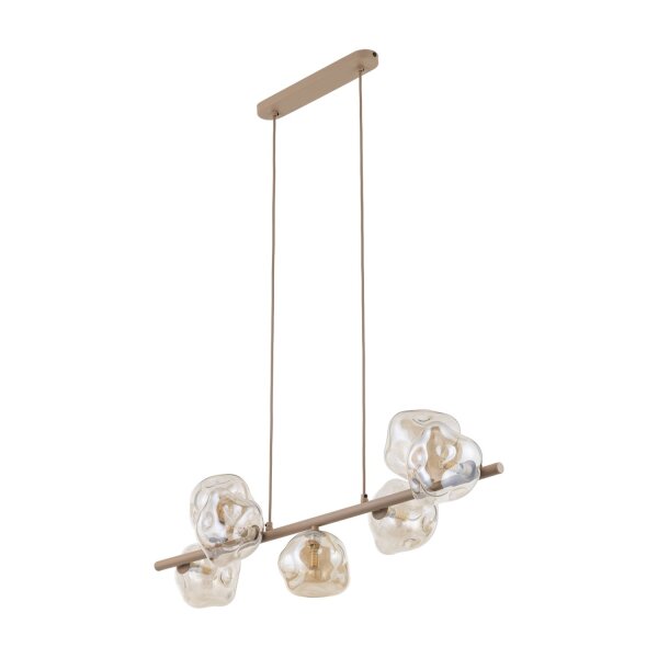 Pendelleuchte zeitlos Metall Beige 90 cm G9 7-flammig