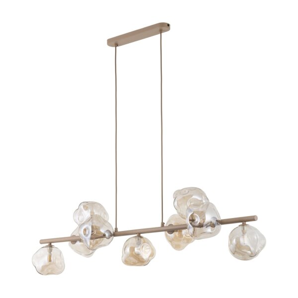 Pendelleuchte Metall Glas 116 cm Beige Cognac G9 9-flmg