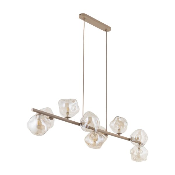 Pendelleuchte Metall Glas 116 cm Beige Cognac G9 9-flmg