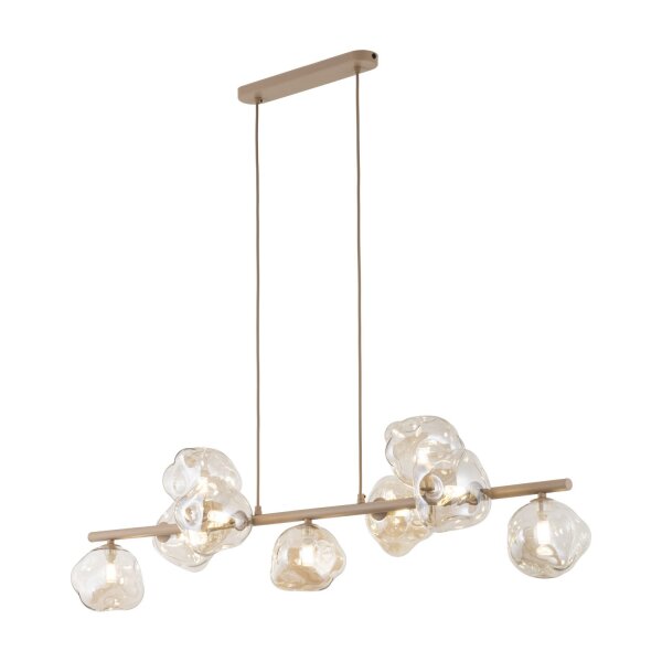 Pendelleuchte Metall Glas 116 cm Beige Cognac G9 9-flmg