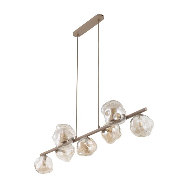 Pendelleuchte Metall Glas 116 cm Beige Cognac G9 9-flmg