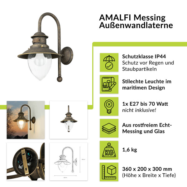 Außenwandleuchte Amalfi Bronze Antik