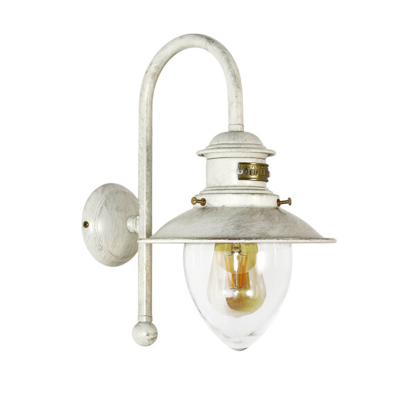 Außenwandleuchte Weiß Gold Shabby aus Messing