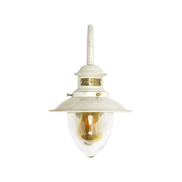 Außenwandleuchte Weiß Gold Shabby aus Messing