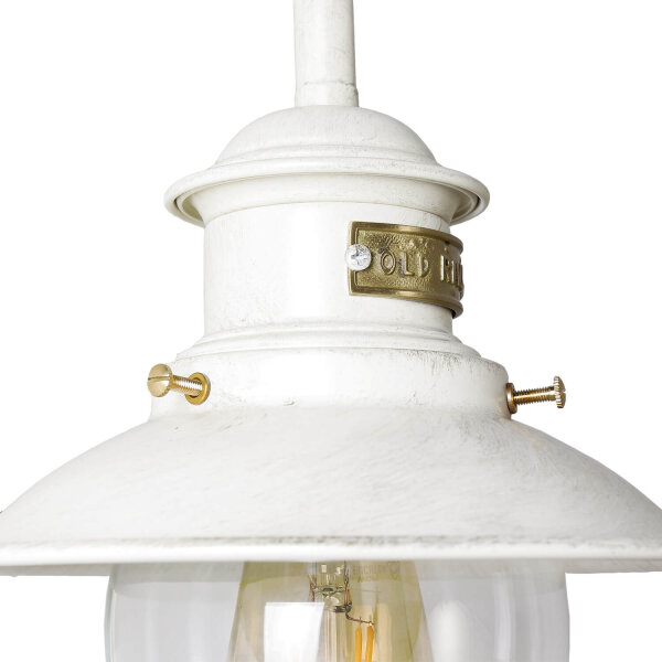 Außenwandleuchte Weiß Gold Shabby aus Messing