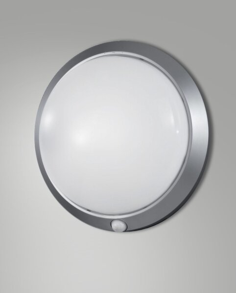 Deckenleuchte Silber IP44 E27 blendarm Ø30 cm rund