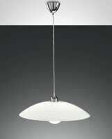 Pendelleuchte Chrom E27 Metall Glas Wei&szlig; &Oslash;50...