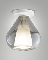 Deckenleuchte Rauchglas E27 Wei&szlig; H:22 cm dekorativ