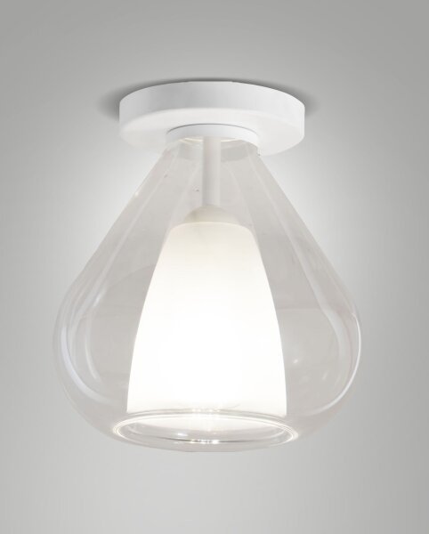 Deckenleuchte Glas Metall E27 Weiß B:20 cm dekorativ