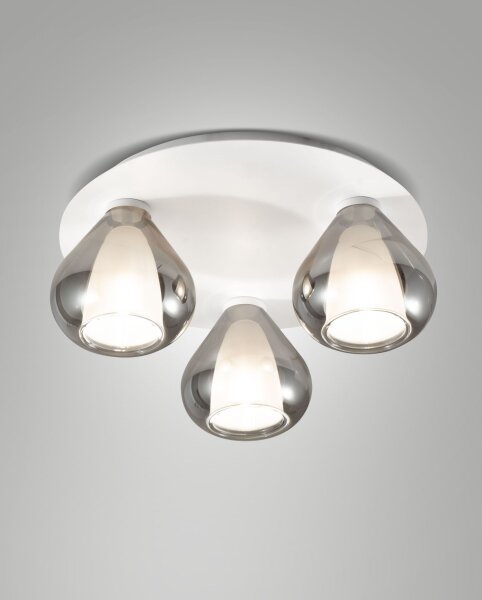 Deckenleuchte Rauchglas E14 Weiß B:40 cm dekorativ