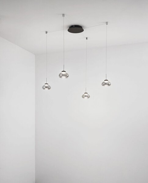 LED Pendelleuchte Schwarz Rauchglas 3000K L:700 cm