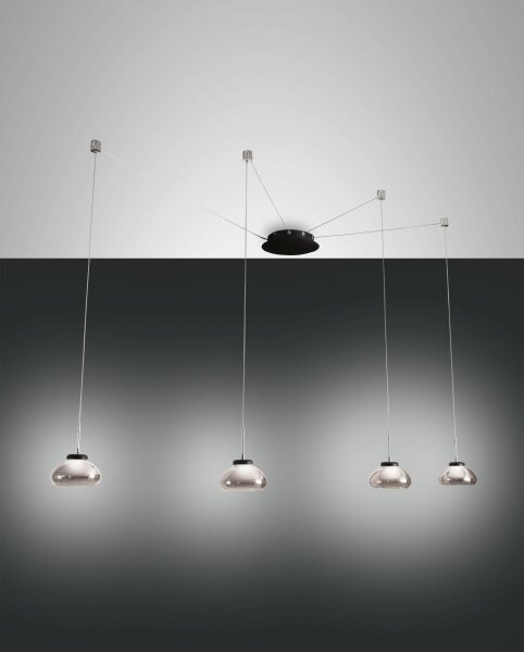 LED Pendelleuchte Schwarz Rauchglas 3000K L:700 cm