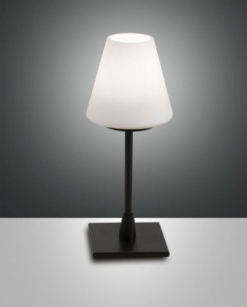 Tischleuchte Glas G9 Weiß Schwarz H:25 cm dimmbar