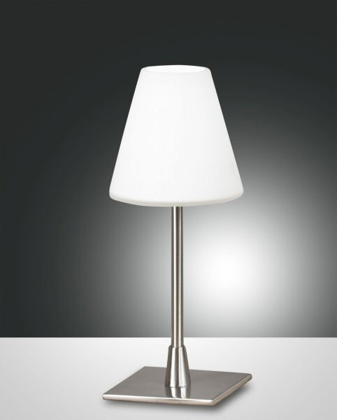 Tischleuchte Glas G9 Weiß Nickel H:25 cm dimmbar