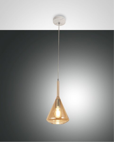Pendelleuchte Bernstein E27 Metall Glas Weiß Ø20 cm