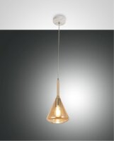 Pendelleuchte Bernstein E27 Metall Glas Wei&szlig; &Oslash;20 cm