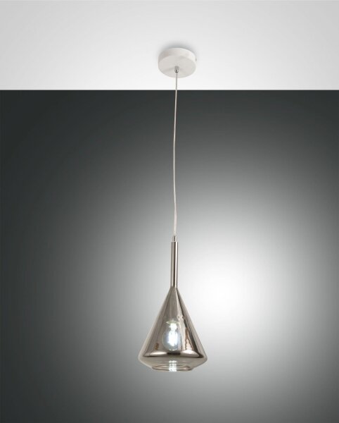 Hängelampe Rauchglas E27 Weiß blendarm Ø20 cm rund