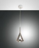 H&auml;ngelampe Rauchglas E27 Wei&szlig; blendarm &Oslash;20 cm rund