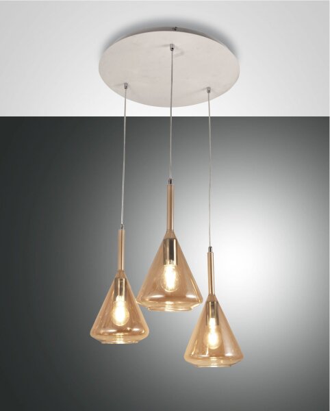 Hängelampe Bernstein E27 Glas Weiß L:52 cm dekorativ