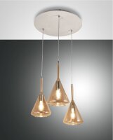 H&auml;ngelampe Bernstein E27 Glas Wei&szlig; L:52 cm dekorativ